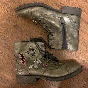 NWT Metallic with embroidery "Lets Dance" Combat Boots for Women Size 6.5​